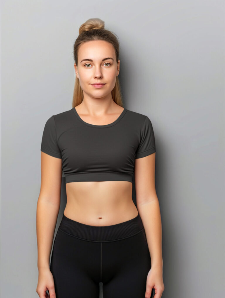 Woman posing before and after weight loss. Diet and healthy nutrition. Fitness results, get fit. Liposuction results, plastic surgery. Overweight and slim, training. Transformation from fat to athlete